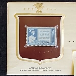 Vintage Gettysburg Address Postage Stamp Display "Historic Stamps of America"